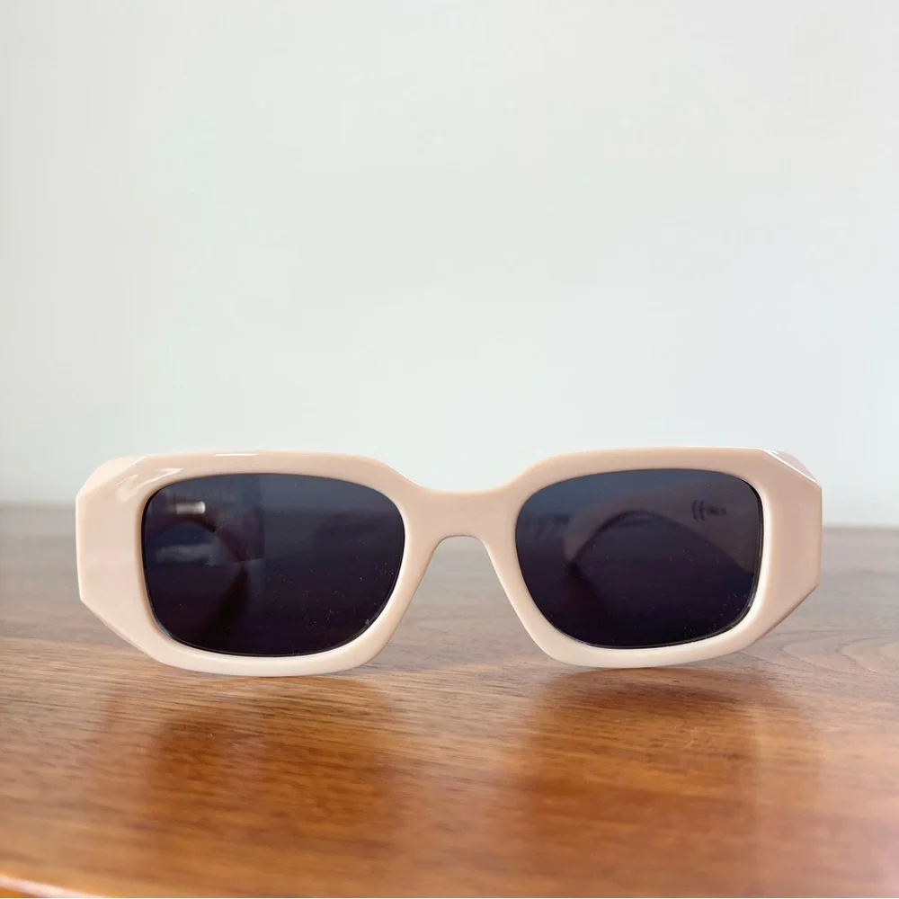 Chic Cream Rectangular Sunglasses